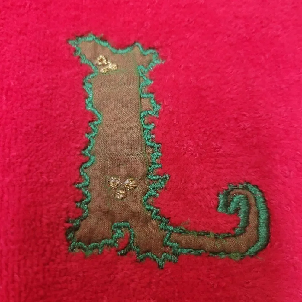Cannon Red Embroidered Holiday NOEL Bath Hand Towels Set of 4